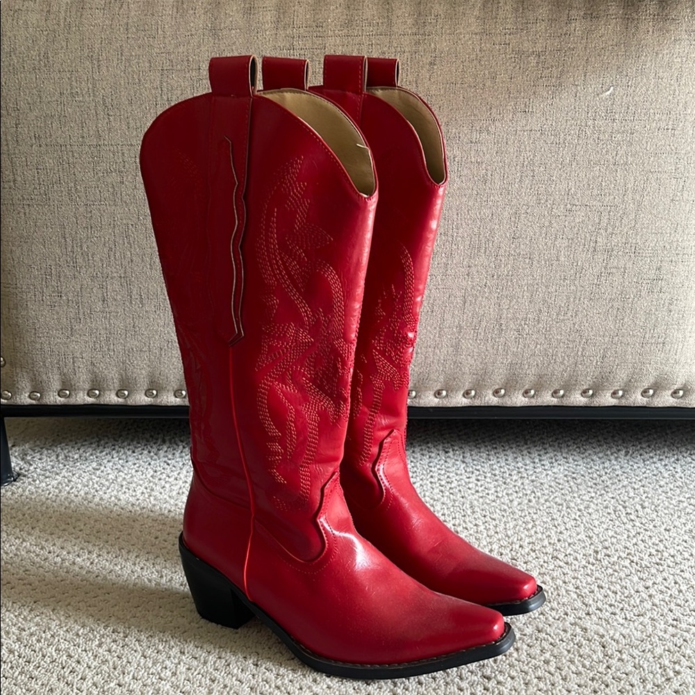 Red Western Leather Boots